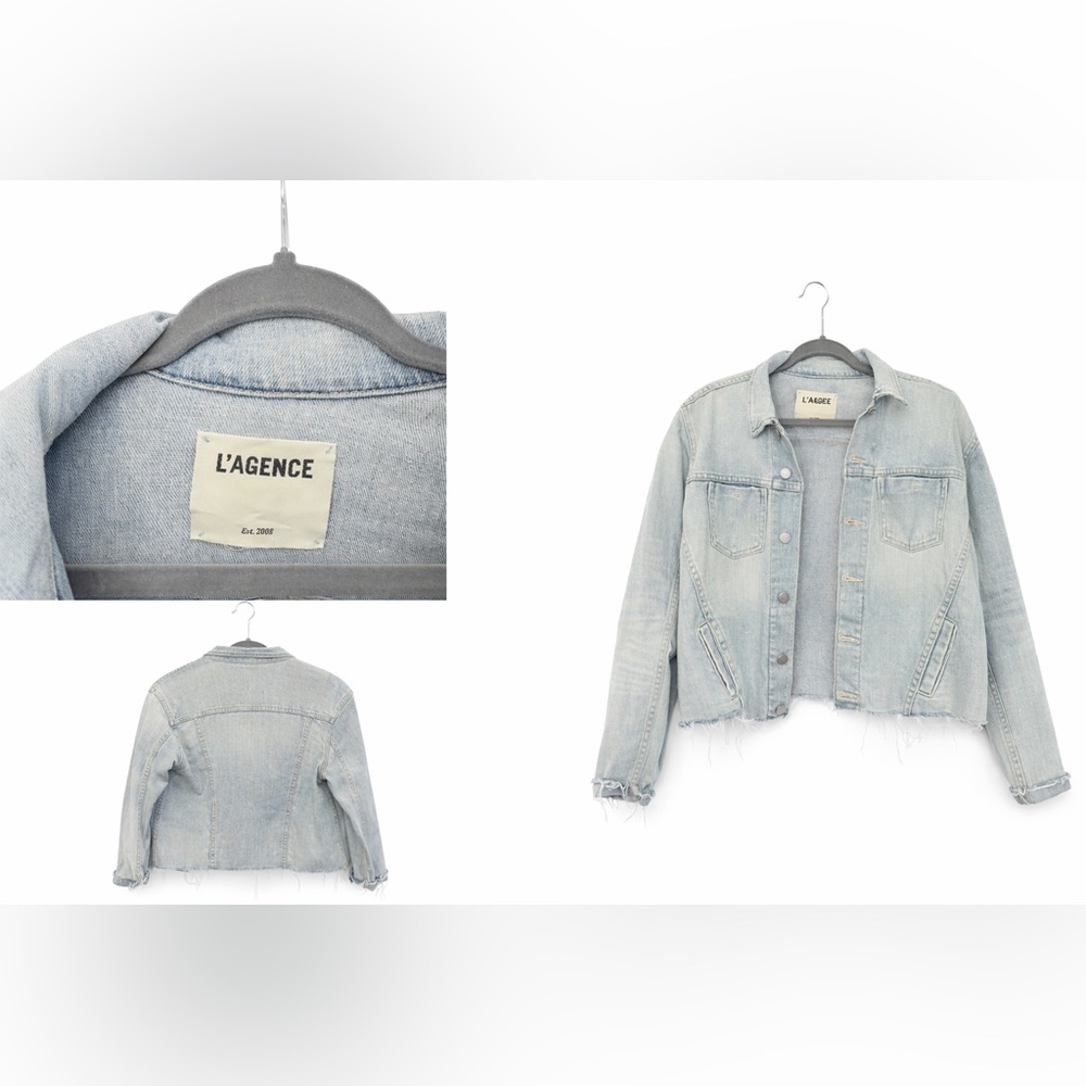 L'AGENCE Light Wash Denim Jean Jacket